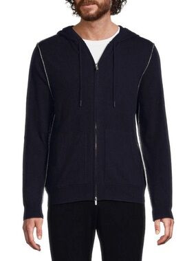 NAADAM Cashmere Blend Zip Hoodie Navy Full Zip Sweater Men’s Small
